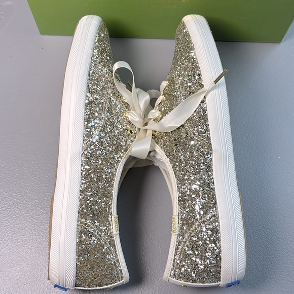 Keds Kate Spade Champion Platinum Gold Glitter Wedding Bridal Shoes Sneakers 9 - Picture 7 of 8